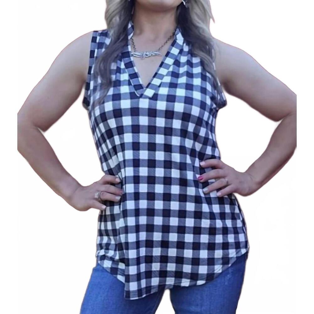 NEW STERLING KREEK plaid my love tank in black
